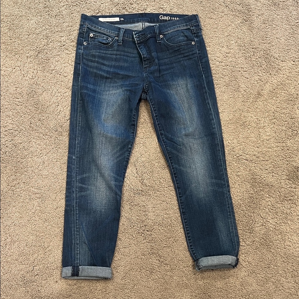 GAP Women's Boyfriend Jeans in Dark Blue Wash